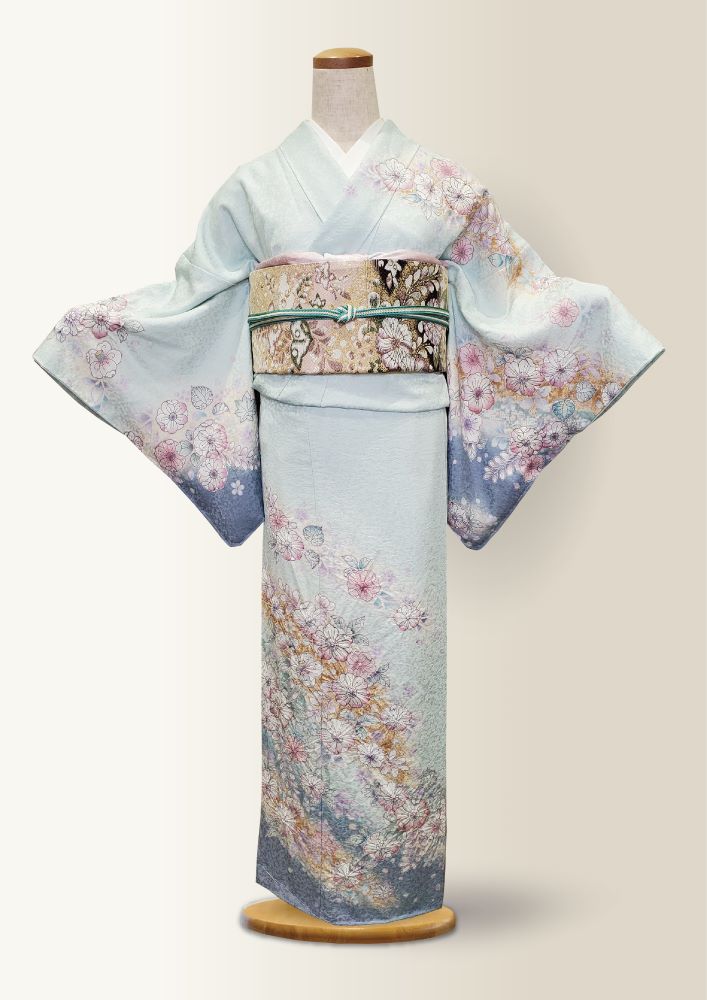 いせやでレンタルできる訪問着水色辻が花