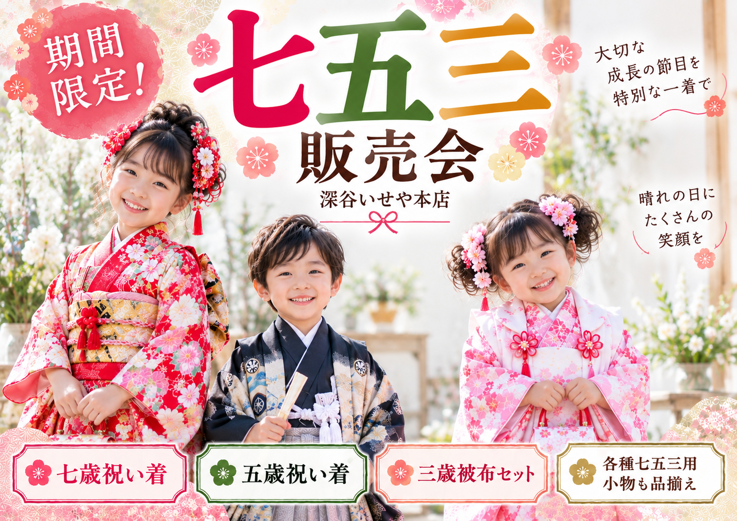七五三衣装販売会 家族みんなで選ぶ、とっておきの晴れ着 【深谷本店