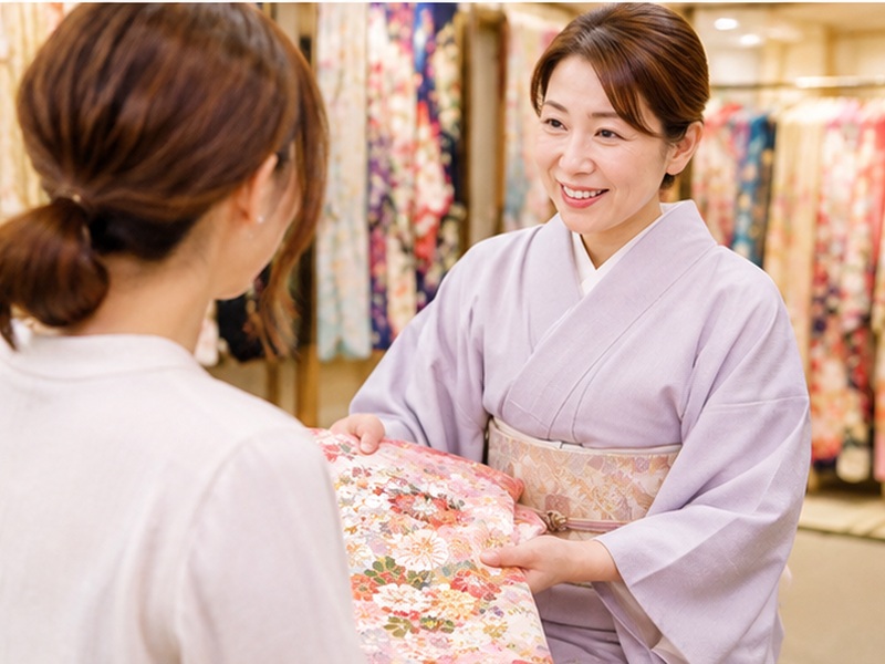 着物の寸法直しについて相談するイメージ