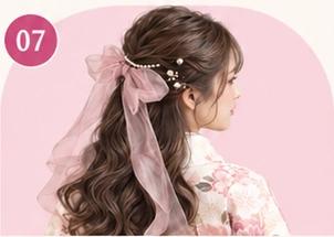 リボンハーフアップのヘアスタイルイメージ