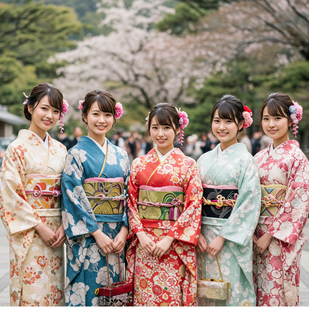 成人式会場の集合写真