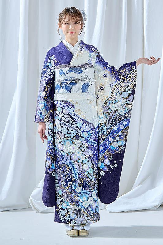 美品　染分け　金彩　銀彩　花籠　逸品　振袖　フルセット 振り袖 コレクション アーカイブ - いせや呉服店