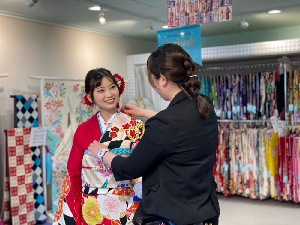 成人式の為の赤い振袖