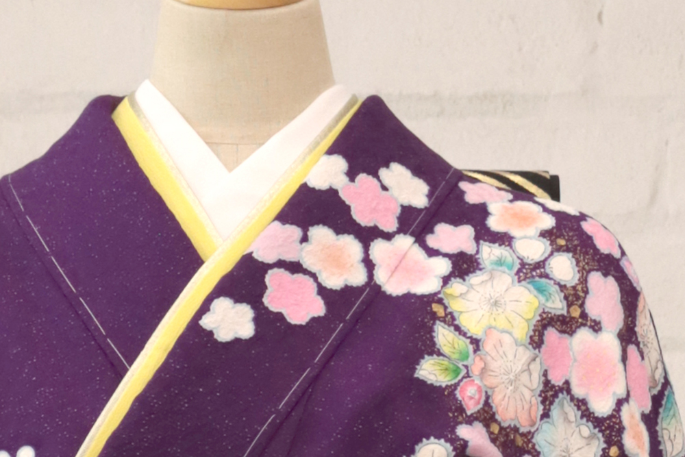 紫　辻が花　振袖