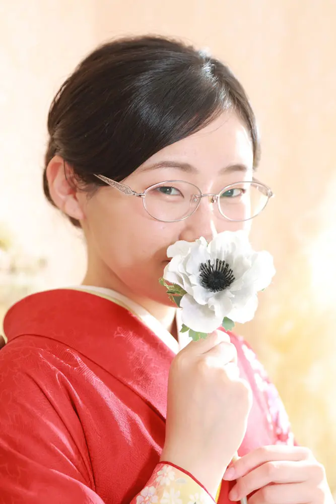 前撮り撮影時の振袖姿。来店後の相談で詳しくご説明します